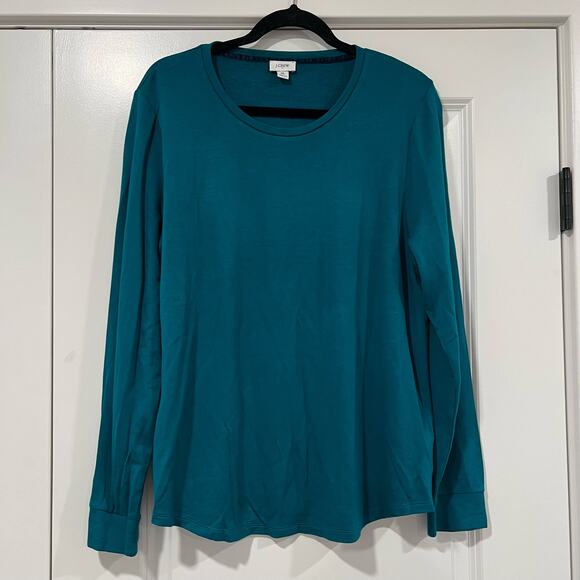 J Crew Womens Long Sleeve‎ Crewneck Top Bright Green/Blue Size XL - Picture 1 of 7
